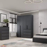 Шкаф распашной комбинированный четырёхдверный Art In Head №5 Light, ширина 160 см