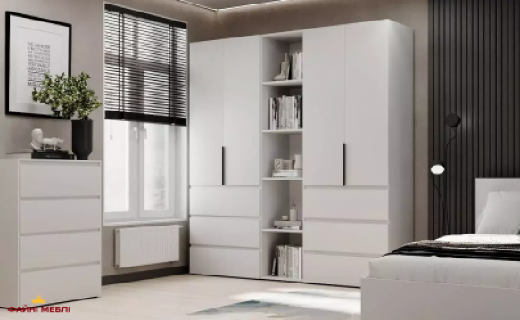 Шкаф распашной комбинированный четырёхдверный Art In Head №6 Light, ширина 200 см Шкаф распашной комбинированный четырёхдверный Art In Head №6 Light, ширина 200 см