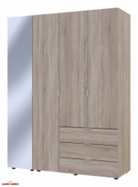 Шафа для одягу Дорос Гелар дуб сонома 3-х дверна/Дзеркало 155 см