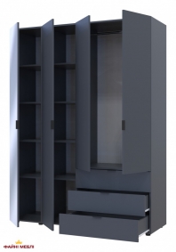 Шафа для одягу Дорос Гелар графіт 3-х дверна/Дзеркало 155 см