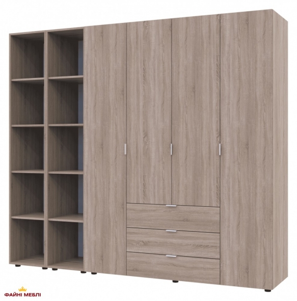 Шафа Дорос Гелар дуб сонома з 2 Етажерками 4-х дверна 231,4 см 2