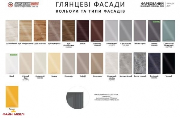 Кухонний комплект Фарбований високий глянець 2,6 м 3