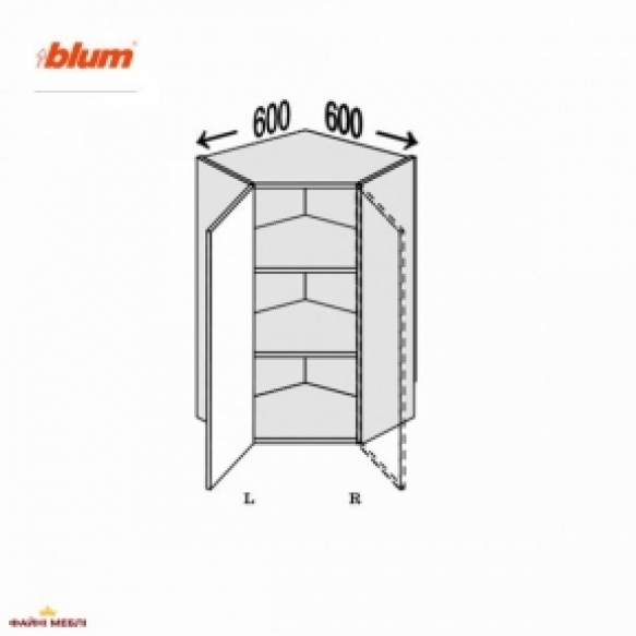 Секция верхняя правая УголВ 45° 600х600/720 1дв Pro Blum Миллениум WG