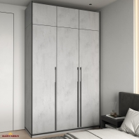 Шкаф Морели R-0016 Рамо 3 дверный бетон тефра со штангой и полками 150см