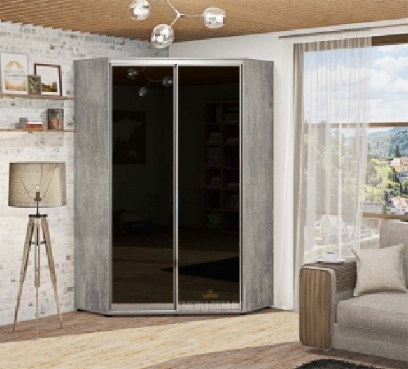 Угловой шкаф-купе 1,3 м ДСП с цветным стеклом