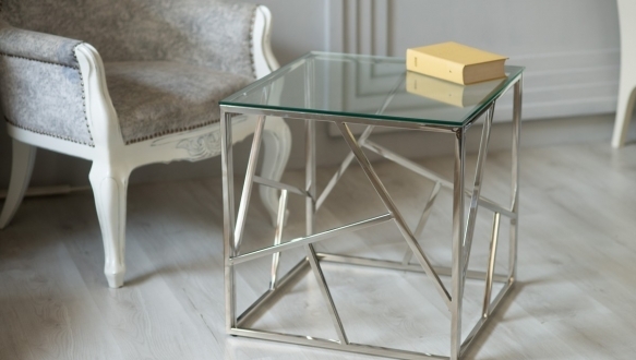 Стол кофейный CF-2 прозрачный + серебро 9