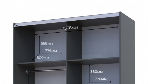 Шкаф-купе с зеркалом Дорос G-Caiser графит/дуб Крафт 2 дверный 160 см 2
