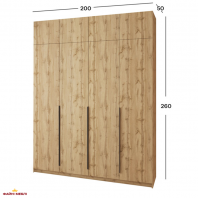 Шафа Mebelstar Оскар чотирьохдверна з антресоллю Дуб тахо 200 см