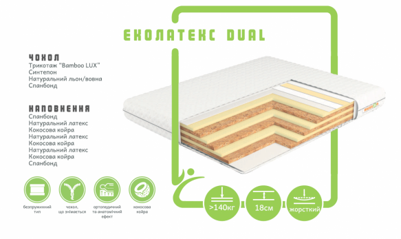 Матрац ЕКОЛАТЕКС DUAL / TM MUSSON 0