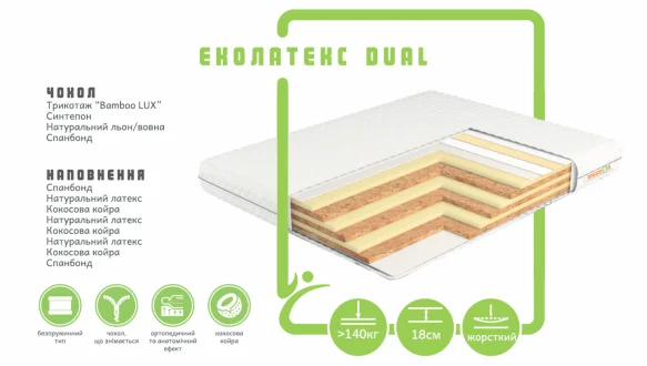 Матрац ЕКОЛАТЕКС DUAL / TM MUSSON 0