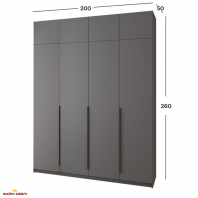 Шафа Mebelstar Оскар чотирьохдверна з антресоллю Антрацит 200 см