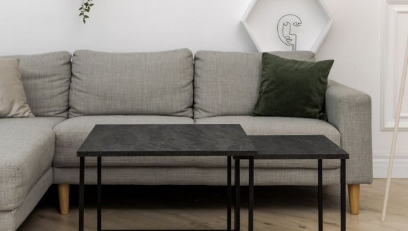 Комплект столиков Квадро S + М угольный камень 