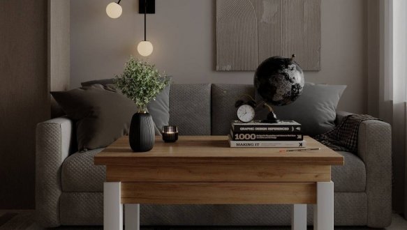 Стол-трансформер B-Fly Art In Head Дуб Крафт золотой / Белый бриллиант 6