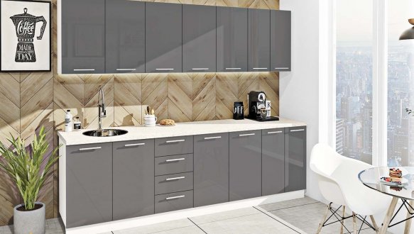 Кухонный комплект Окрашенный высокий глянец 2,6м 9