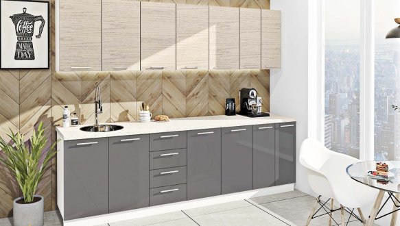 Кухонный комплект Окрашенный высокий глянец 2,2м 5