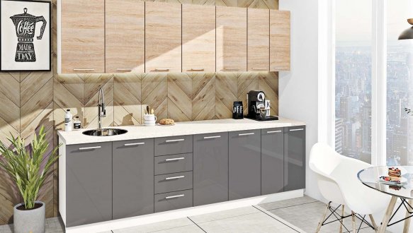 Кухонный комплект Окрашенный высокий глянец 2,2м 6