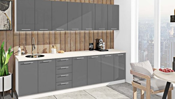 Кухонний комплект Фарбований високий глянець 2,8 м 9