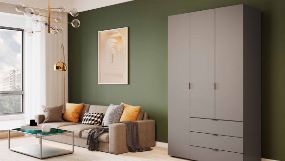 Шкаф 3Д Гелар Дорос 3 дверный графит 117 см