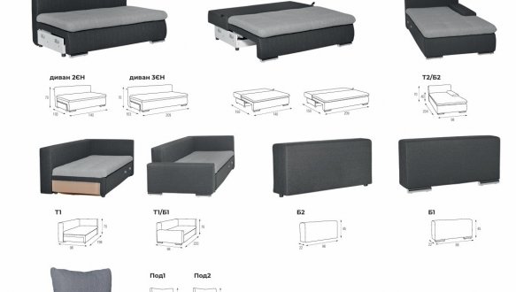 Модульный диван еврокнижка Сидней Мебель Стиль 0