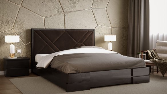 Кровать деревянная с мягкой вставкой ArborDrev Лоренс с подьемным механизмом и нишей для белья Сосна / Бук 4