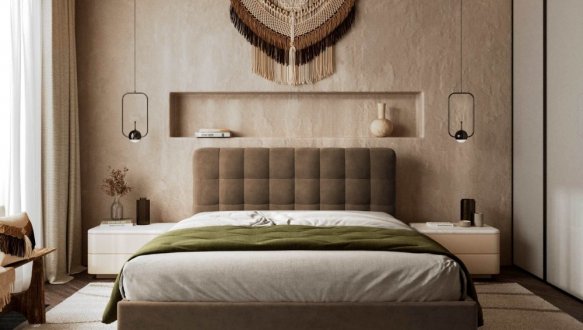 Кровать мягкая Виорина деко Tiramisu / Тирамису с подъемным механизмом и нишей для белья 5