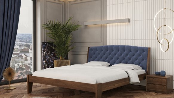 Ліжко дерев'яне з м'якою вставкою Лев Токіо Нове масив Бук 5