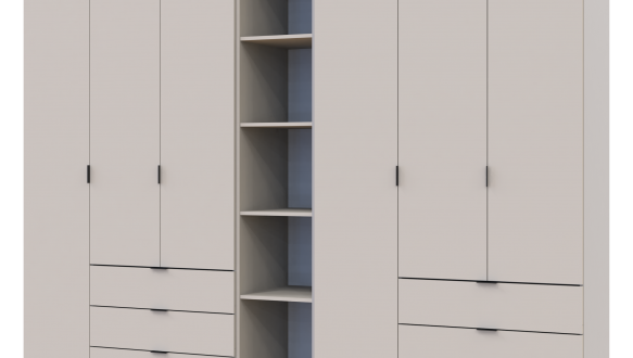 Шкаф Дорос Гелар шестидверный с этажеркой Кашемир 271 см