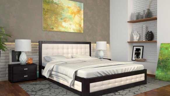 Ліжко дерев'яне ArborDrev Рената М з підйомним механізмом та нішею для білизни Сосна / Бук 3