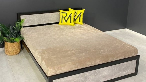 Кровать LOFT 180×200 Дуб Сонома / Чёрный мат MebliRoMax