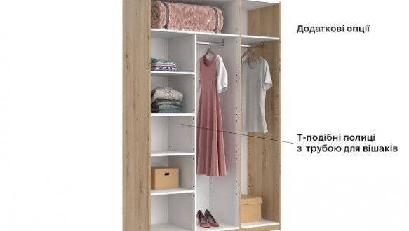 Шкаф 3дв с зеркалом Миромарк Тедди 3 дверный дуб артизан 135 см 8