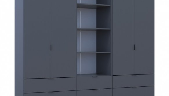 Шкаф Дорос Гелар четырёхдверный с пеналом Графит 215 см 5