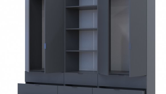 Шкаф Дорос Гелар четырёхдверный с пеналом Графит 215 см 0