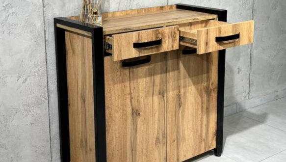 Тумба LOFT 2ш2д Дуб Сонома / Чёрный мат MebliRoMax 0