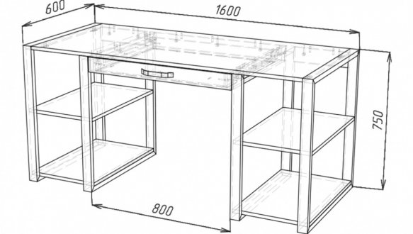 Стіл компютерний LOFT 2-х тумбовий Дуб Сонома / Чорний мат MebliRoMax 7