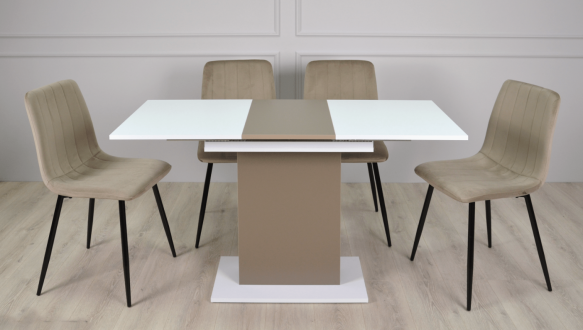 Стол обеденный Stoun / Стоун Интарсио Белая Аляска / Латте Раскладной 100/135 см