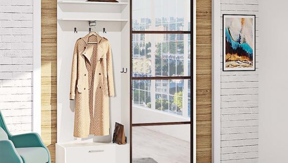 Прихожая-купе 1,4м однодверная с зеркалом из 4-х частей