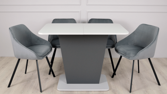 Стіл Cosmo Grey Інтарсіо Графіт/Сірий камінь Розкладний 110/145 см 0