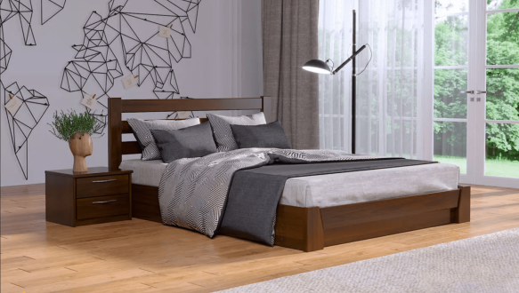 Кровать деревянная Эстелла Селена с подьемным механизмом и нишей для белья Щит / Массив Бук 8