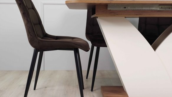 Стіл Volt Інтарсіо Дуб Крафт Табако/Мигдаль Розкладний 140/180 см 5