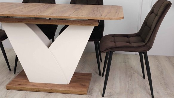 Стіл Volt Інтарсіо Дуб Крафт Табако/Мигдаль Розкладний 140/180 см 4