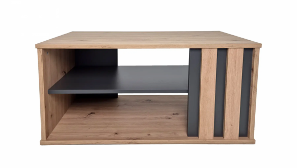 Журнальний стіл T2 AD Інтарсіо Антрацит/Дуб Артизан 90 см 0