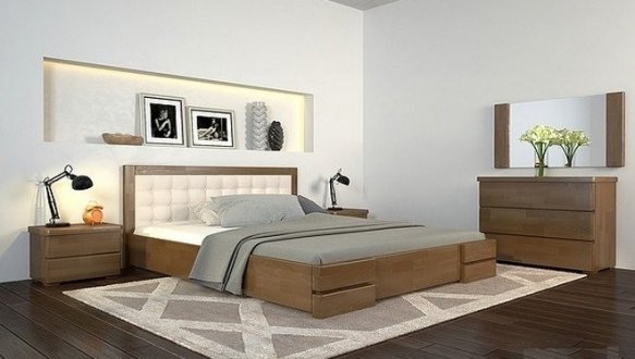 Кровать деревянная ArborDrev Регина Люкс с подьемным механизмом и нишей для белья Сосна / Бук 8