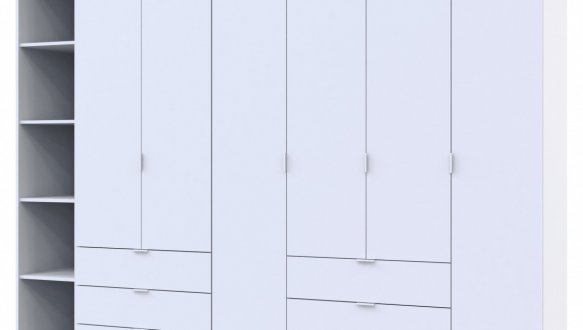 Шкаф Дорос Гелар белый с Этажеркой 6 дверной 270,7 см 2