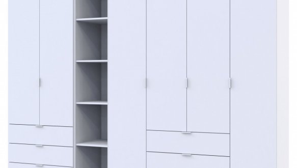 Шкаф Дорос Гелар белый с Этажеркой 6 дверной 270,7 см 4