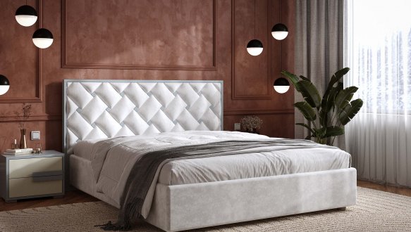 Ліжко м'яке двоспальне Arbordrev Ілюзія з підйомним механізмом та нішею для білизни