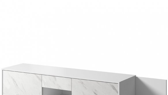 Тумба ТВ Marmo/Мармо RTV195 2D1S1K Білий/Білий мармур Cama Ширина 195 см 2