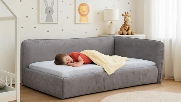 Кровать детская мягкая Городок Асти с подъемным механизмом 7