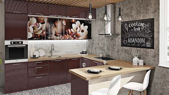 Модульная кухня Хай-тек цветная печать 8