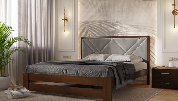 Ліжко дерев'яне з м'якою вставкою ArborDrev Симфонія Преміум Сосна / Бук 0