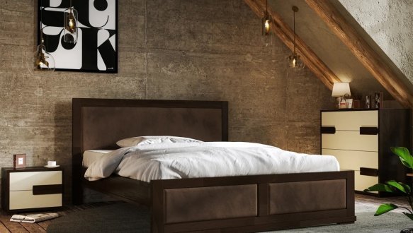 Ліжко дерев'яне з м'якою вставкою ArborDrev Тренд Сосна / Бук 2